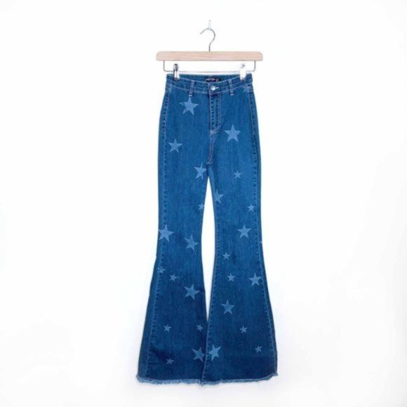 ⚡️SOLD⚡️ nastygal high rise star print bell bottoms - size 0 - Picture 3 of 6